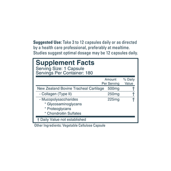 Bovine Tracheal Cartilage, 180 Capsules - Image 3