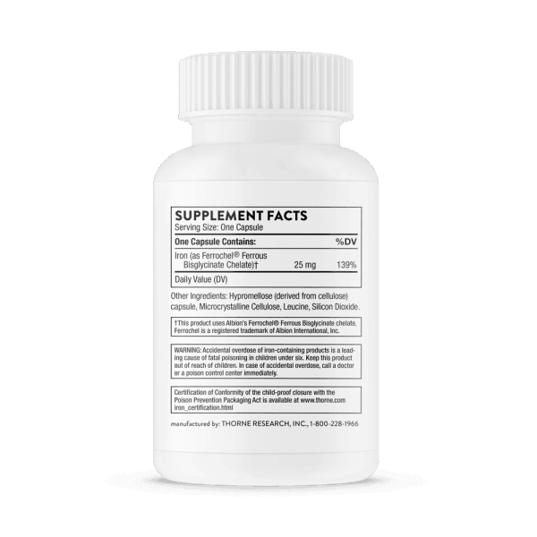 Iron Bisglycinate, 25 mg, 60 Capsules - Image 3