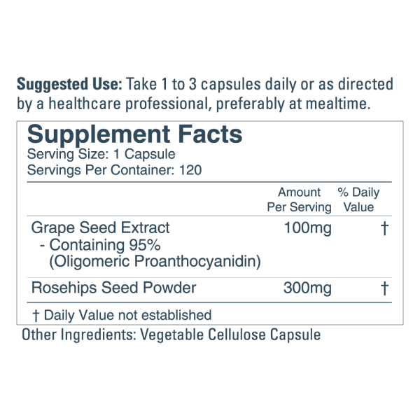 Grape Seed Extract 100 mg, 120 capsules - Image 2